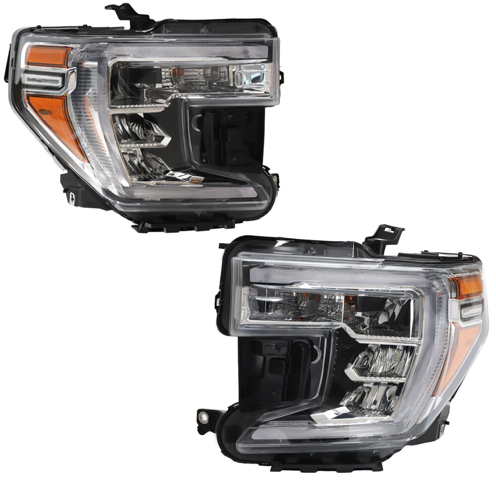 Left & Right Headlights Halogen Front Lamp LED DRL For GMC Sierra 1500 2019-2021