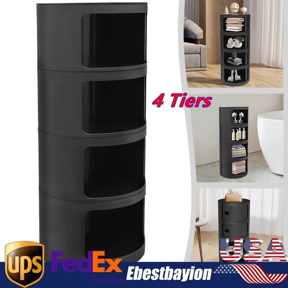 3-Tier Round Storage End Table Nightstand with 88lb Capacity