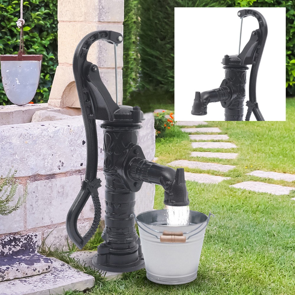Hand Pump Cast Iron Well Water Pitcher  Press Suction Yard Garden Ponds Kit Home