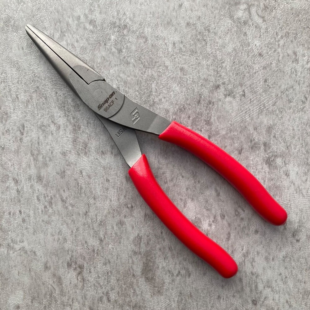 Snap-on 96ACF 8-inch Red Talon Grip Needle Nose Pliers 7-29/32 Length