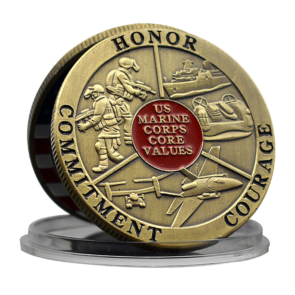 Military commitment challenge honor badge courage marine coin spirit Us corps