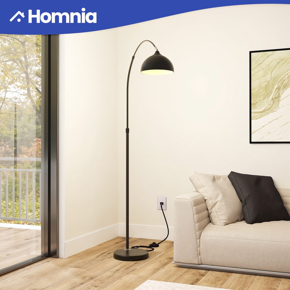 Adjustable Floor Lamp w/ Foot Switch Metal Arched Standing Lamp for Living Room