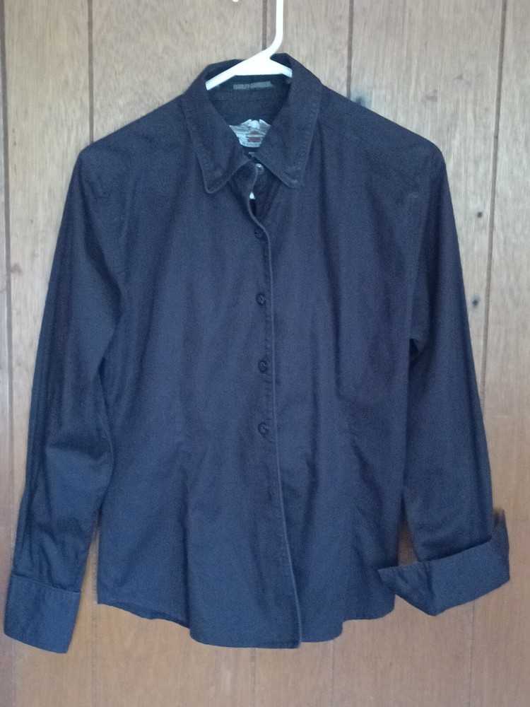 Harley-Davidson Women's Black Studded Logo Button Down Shirt Size S