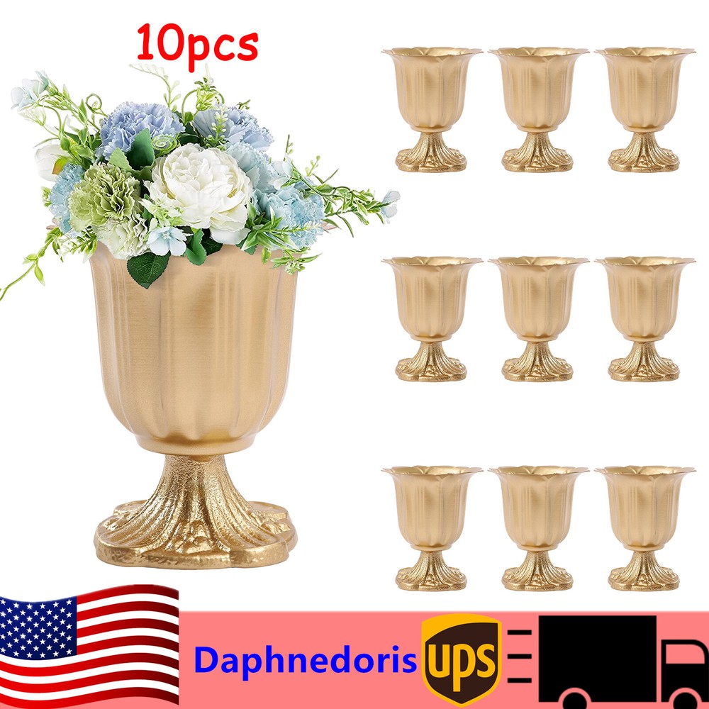 10 Pcs Metal Golden Trumpet Vase Elegant Wedding Centerpieces Vases Party Decor