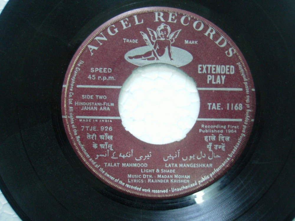 JAHAN ARA MADAN MOHAN TAE 1168 1964 RARE BOLLYWOOD india OST EP 45 rpm RECORD vg