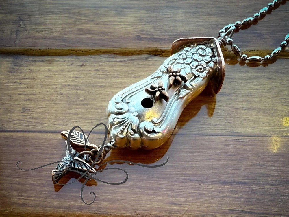 1956 Valley Rose Birdhouse Crafted from a Hollow Silver-Plate Handle