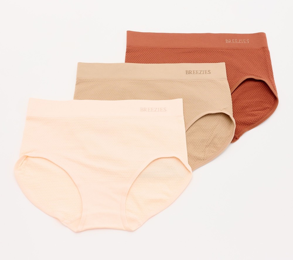 Breezies Women's Plus Sz Panties 3X Air Effects  Breathable Beige A628149