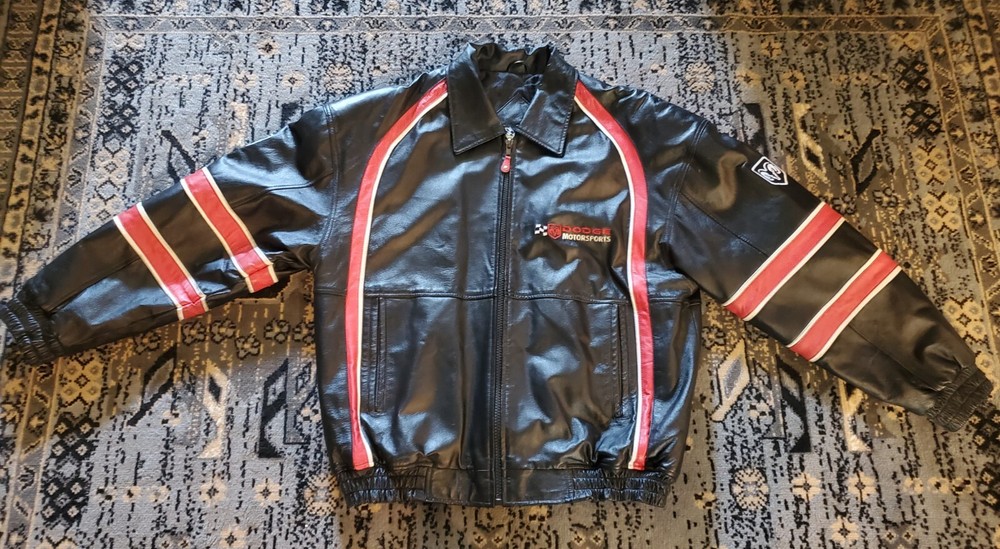 Vintage NASCAR Dodge Racing Jacket Mens Medium Genuine Leather