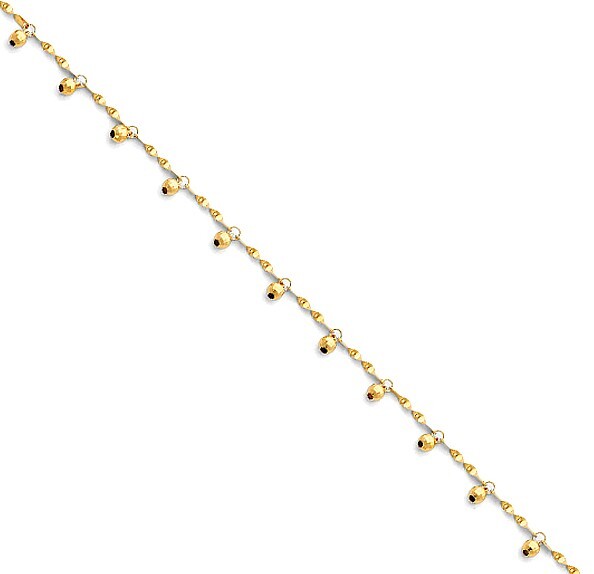 NEW 14K YELLOW GOLD TRENDY LIGHT ANKLET