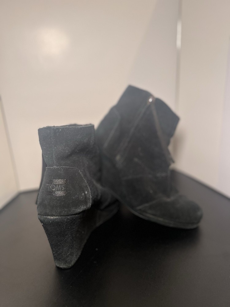 TOMS Women's Kelsey Leather/Suede Wedge Heels Booties Ankle Boots