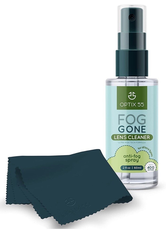 Optix 55 Anti-Fog Lens Cleaner Spray (2 oz) with Microfiber Cloth 6x7 inches