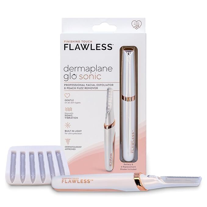 Finishing Touch Flawless Dermaplane Glo Sonic Lighted Facial Exfoliator