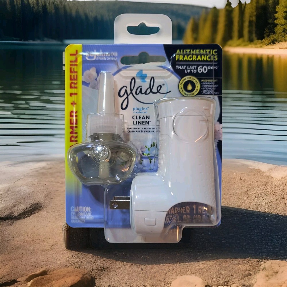 Glade Plugins, 1 Warmer & Scented Oil 1 Refill Clean Linen, Last Up To 60 Days