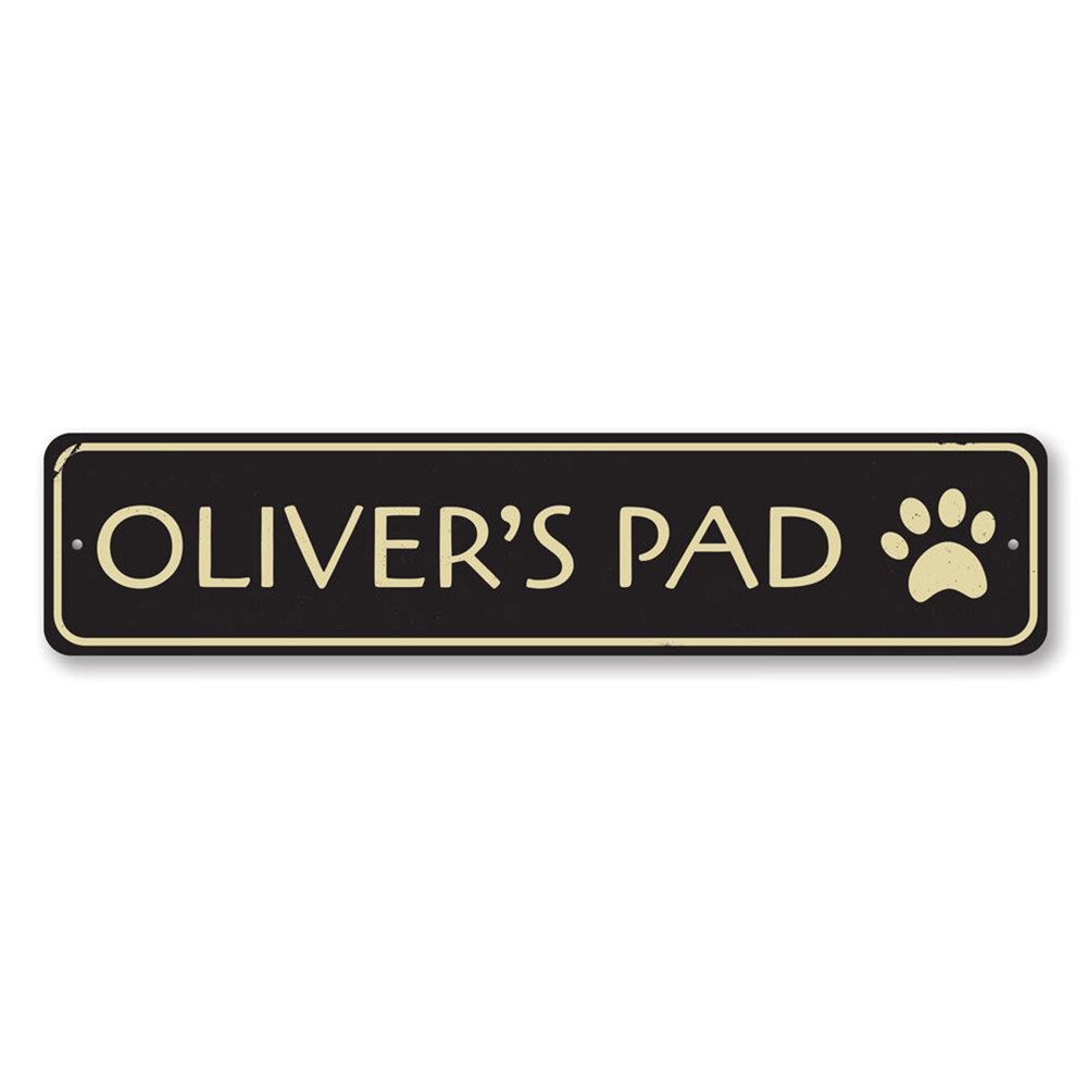 Personalized Pet Name Pad Paw Print Animal Lover Aluminum Metal Decor Sign
