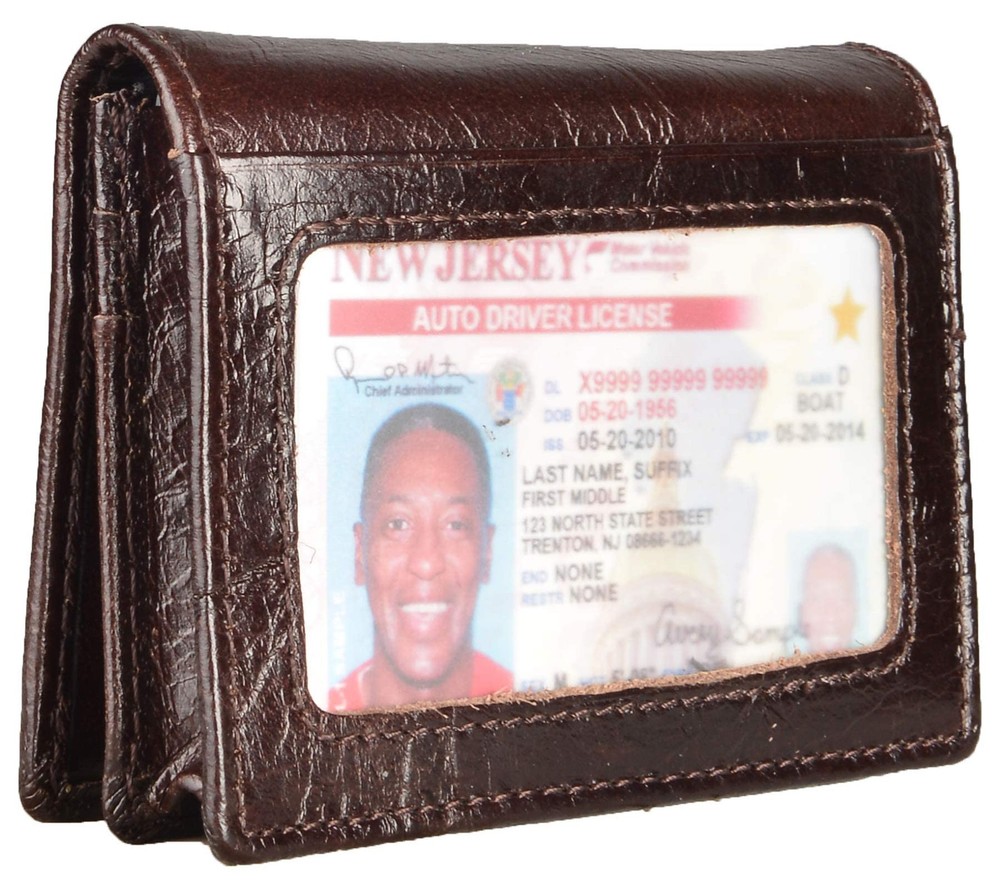 RFID Genuine Leather Bifold ID/Business Credit Card Case Holder for Men Slim ...