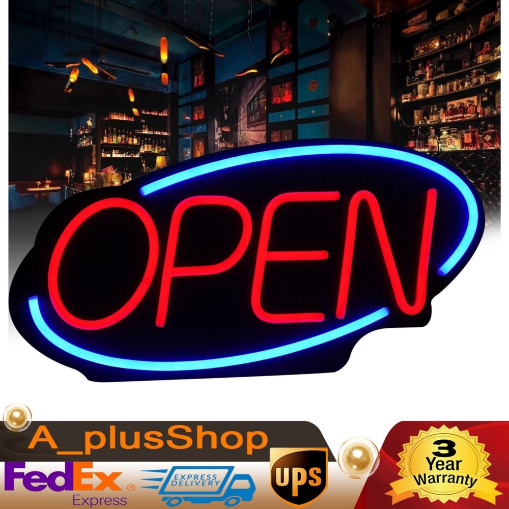 Bright LED Neon Open Sign for Restaurant Bar Pub Wall Decor PVC Light