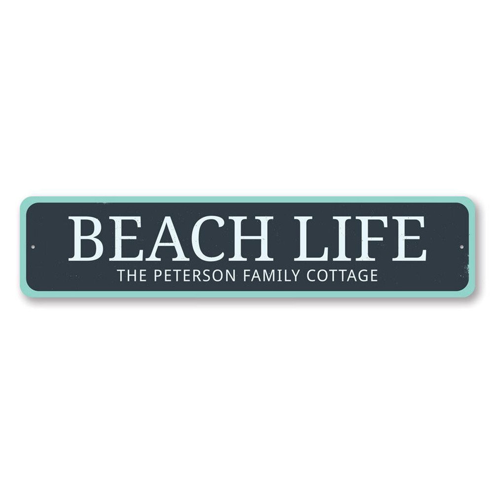 Personalized Beach Life Family Name Beach Cottage Sign Beach Metal Decor Sign
