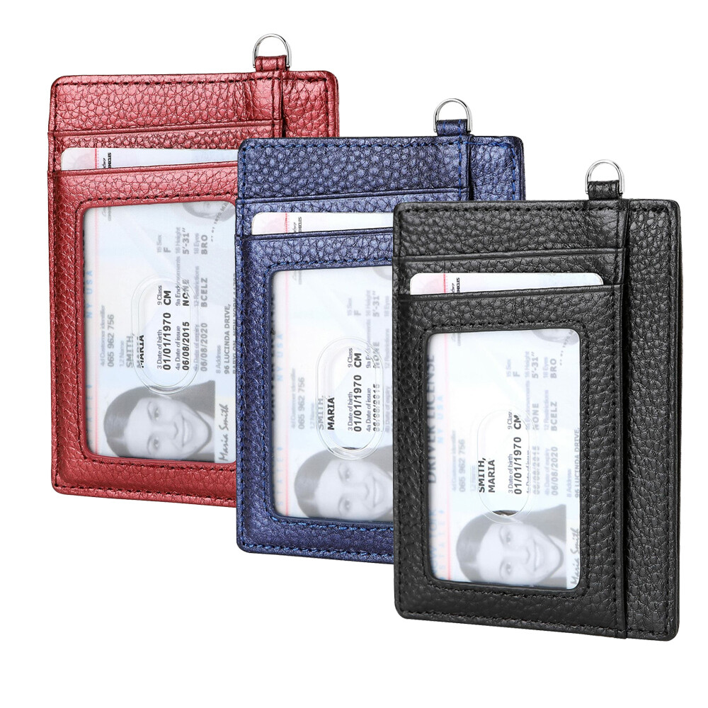 Women Men Slim RFID Credit Card Holder Front Pocket Wallet Coin Purse Keychain