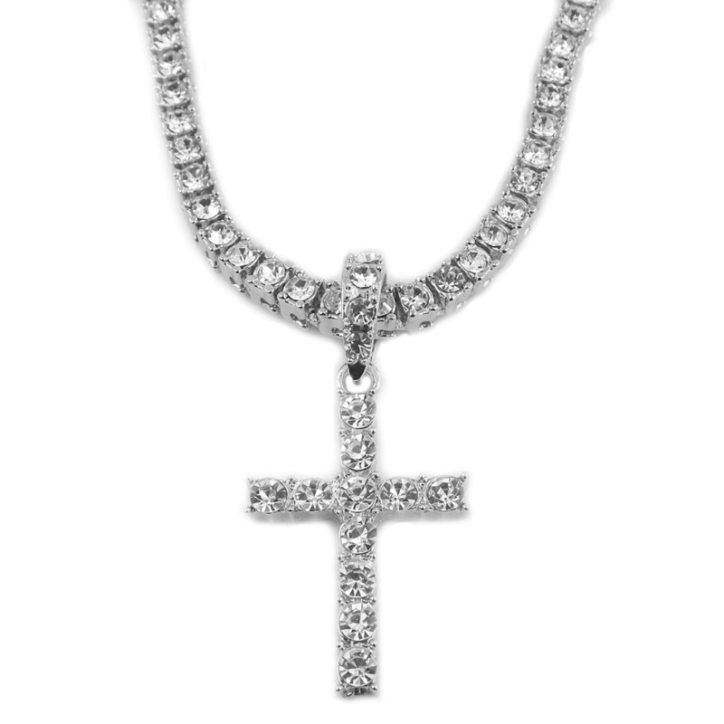 Hip Hop Crystals for Cross Pendant for Rhinestone Inlaid Necklace Jewelry