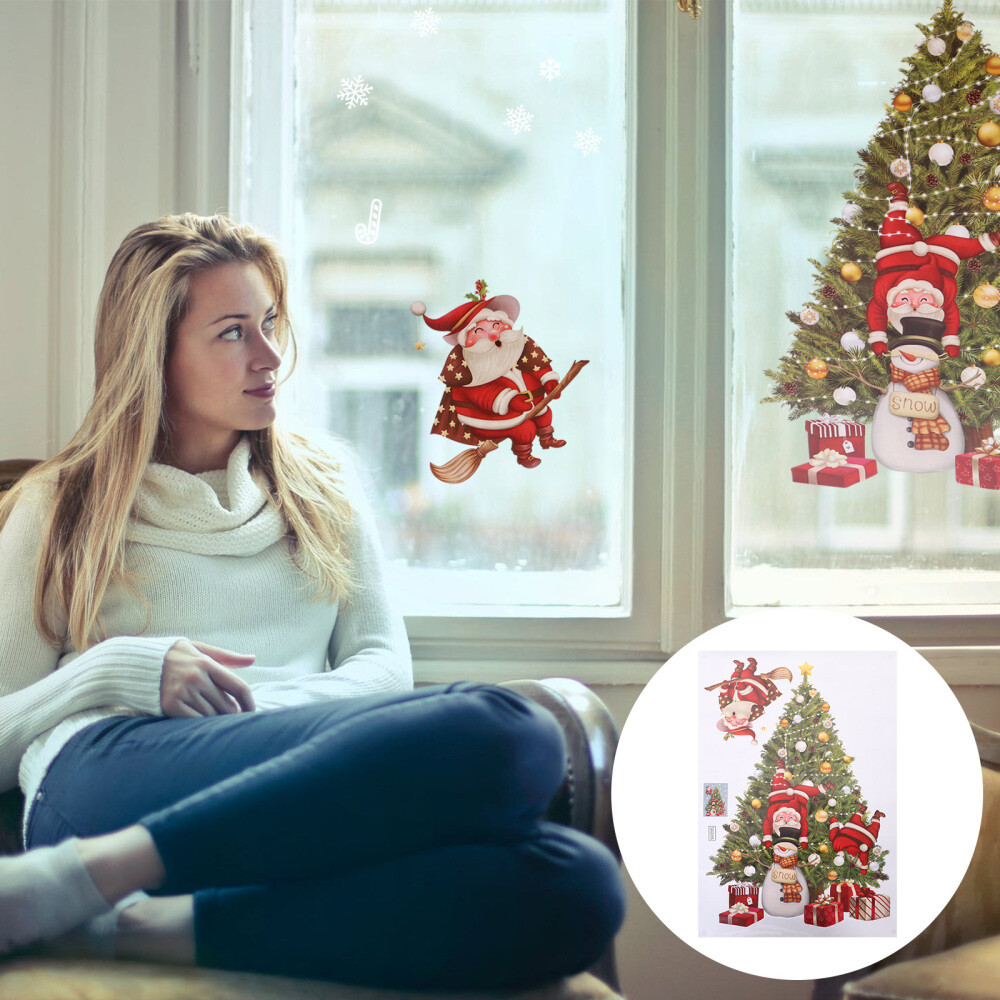 Christmas Lovely Stickers New Year Window Santa Claus Clings