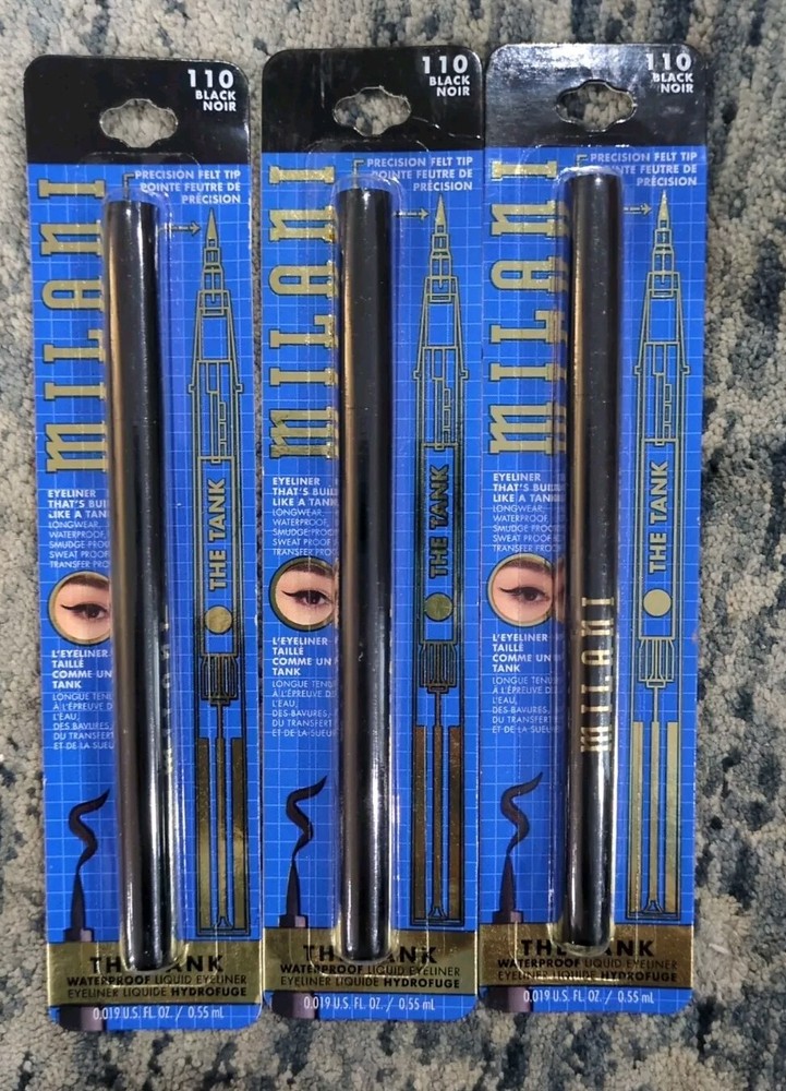 3 PackMilani The Tank Waterproof Liquid Eyeliner (110 Black Noir) 0.019oz/0.55mL
