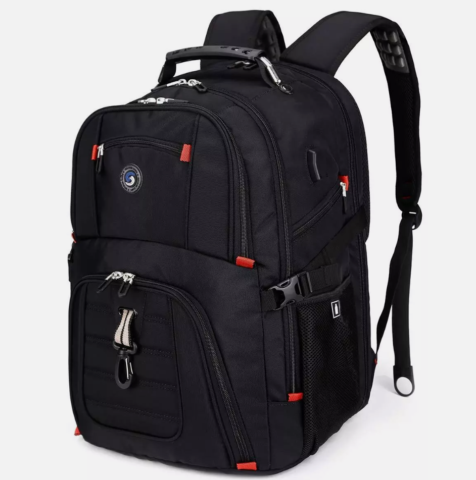 SHRRADOO Extra Large 52L Travel Laptop Backpack with USB Charging Port Black