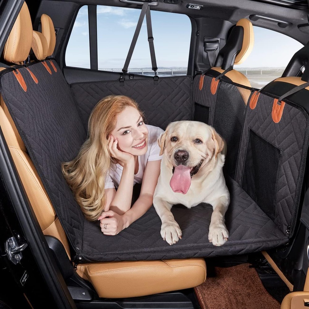 Waterproof Hard Bottom Dog Car Seat Cover for Back Seat &Mesh Window Durable