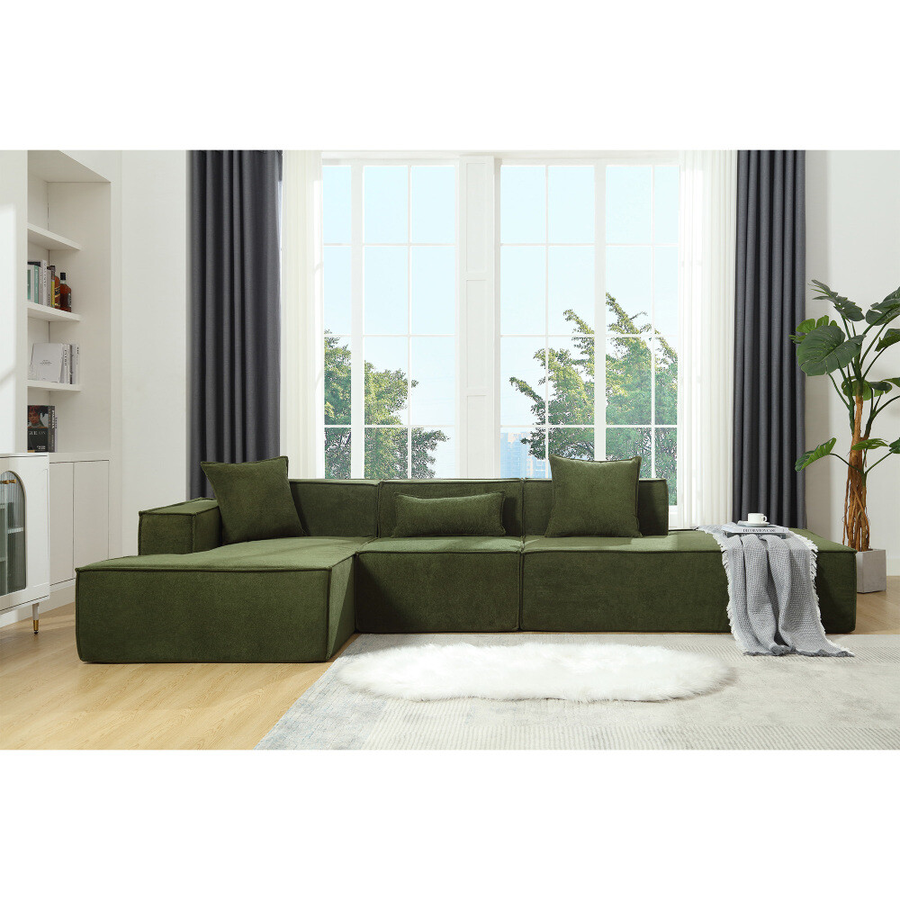 Italian Minimalist L-Shaped Modular Sofa Set Free Installation