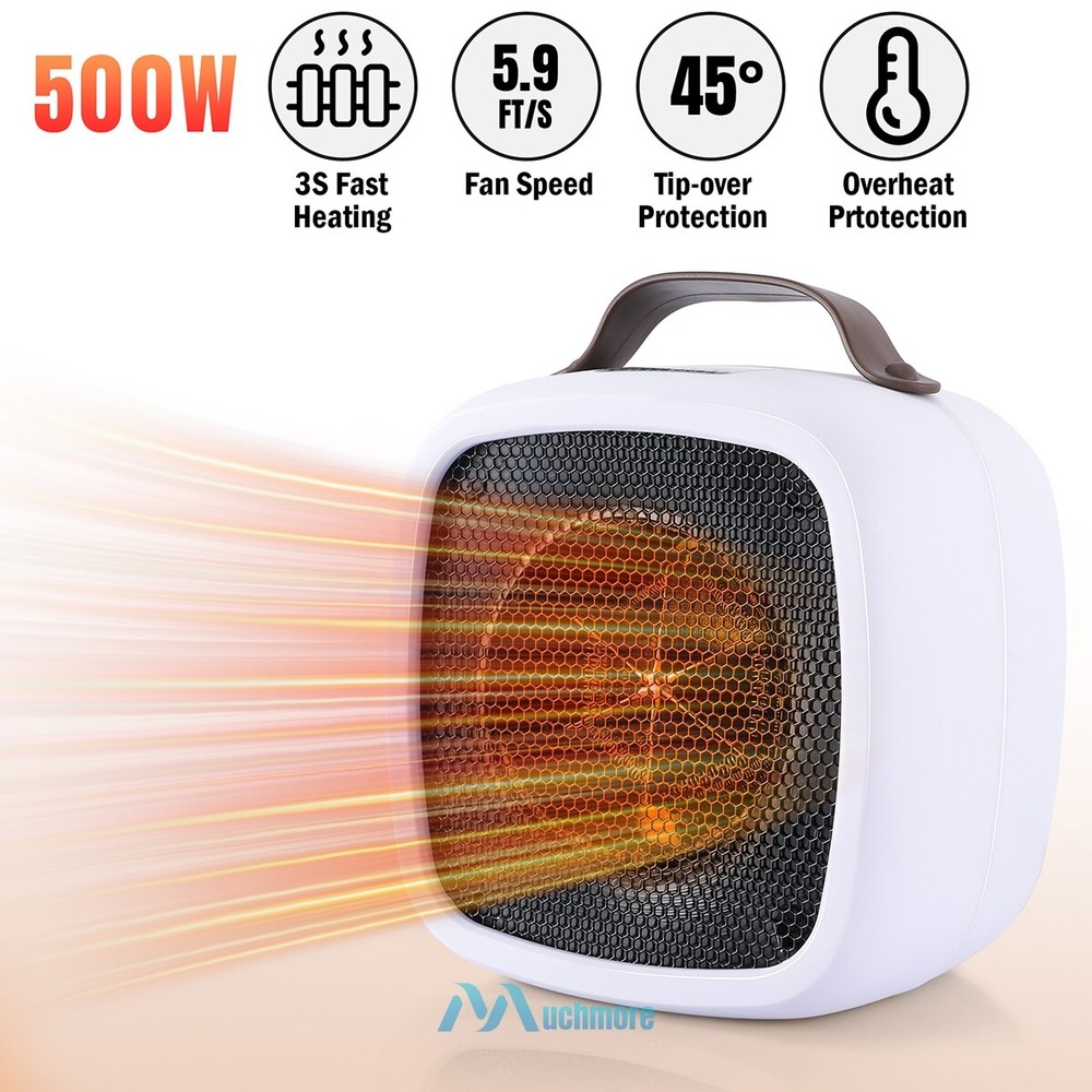 500W Portable Electric PTC Space Heater Fast Heating Fan For Home Office Garage