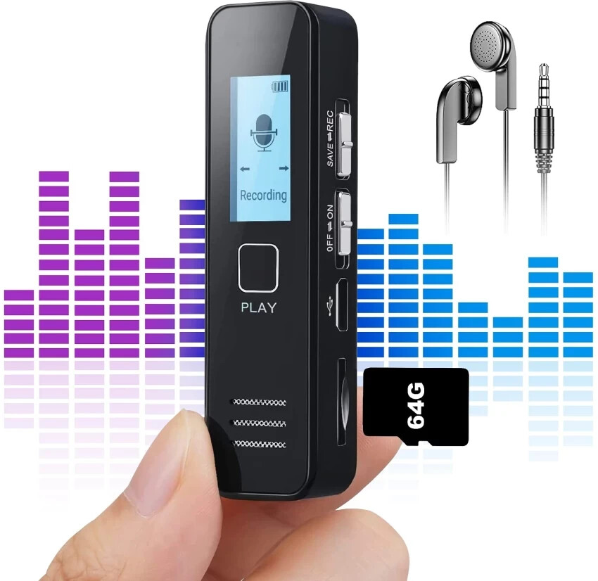 Password protected Spy Audio Recorder Voice Activated Digital 40 Hr Battery 64GB-image