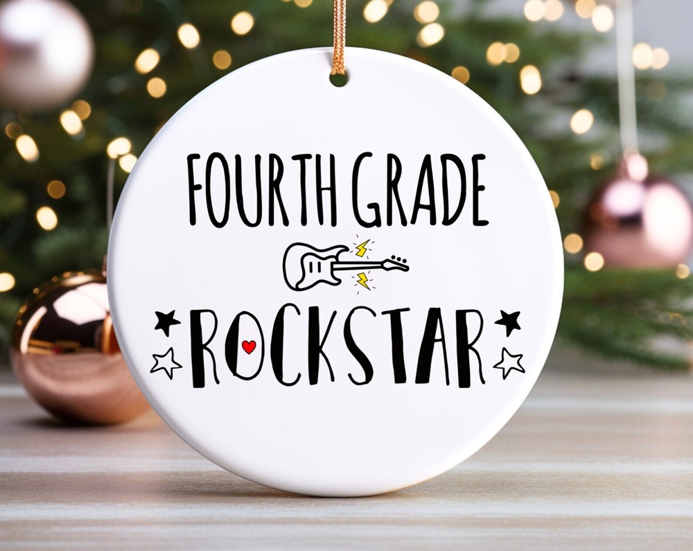 Fourth Grade Rockstar Ornament 4th Grade Teacher Gift Classroom Gift Fourth
