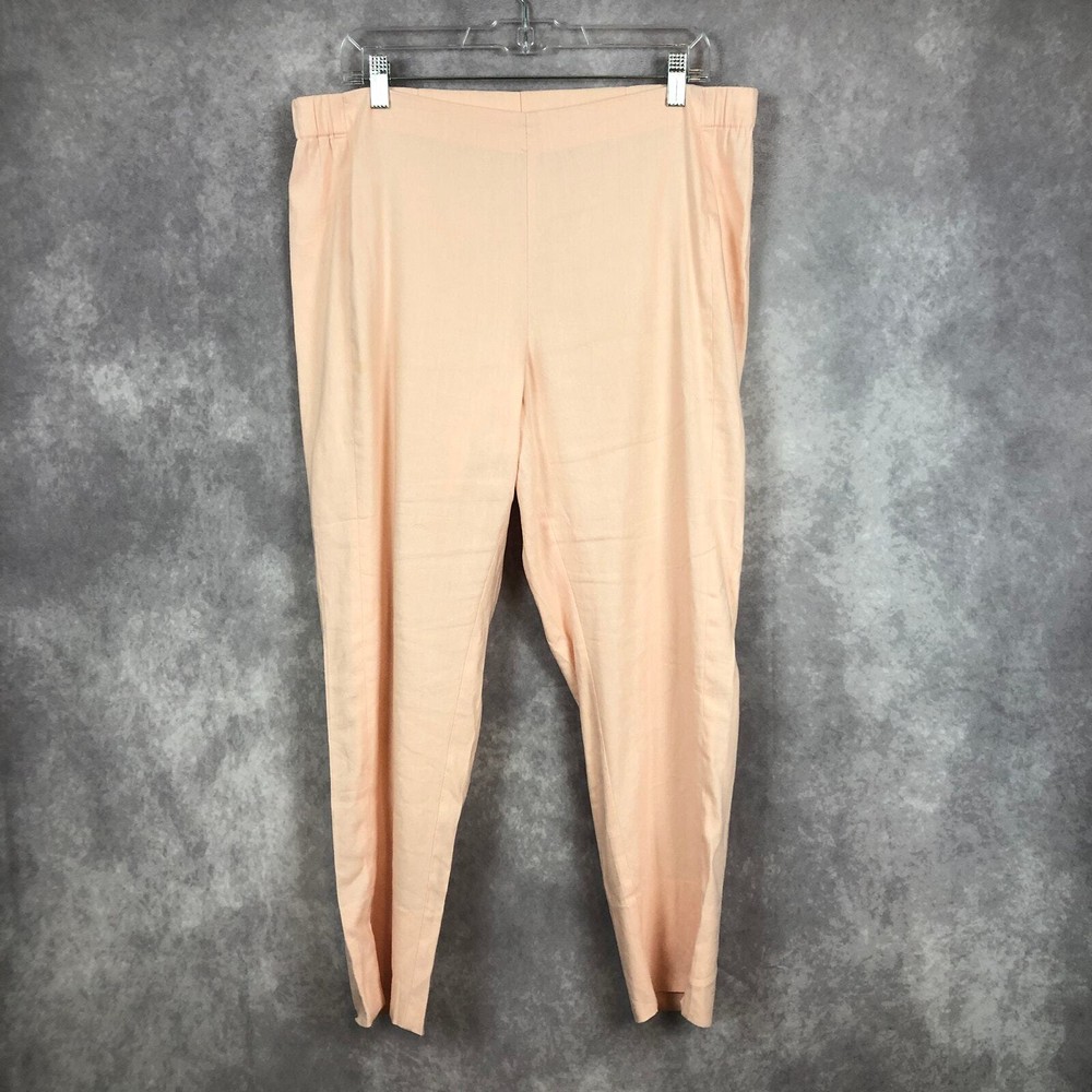 J. Jill Pull On Pants Stretch Linen Blend Soft Pink Casual Coastal Comfy Medium