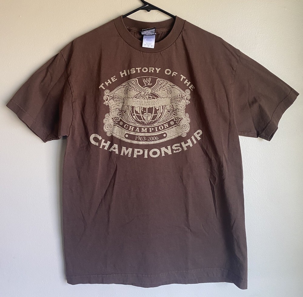 HISTORY OF THE WWE CHAMPIONSHIP T-Shirt Size L -Pro Wrestling Roll Call WWF