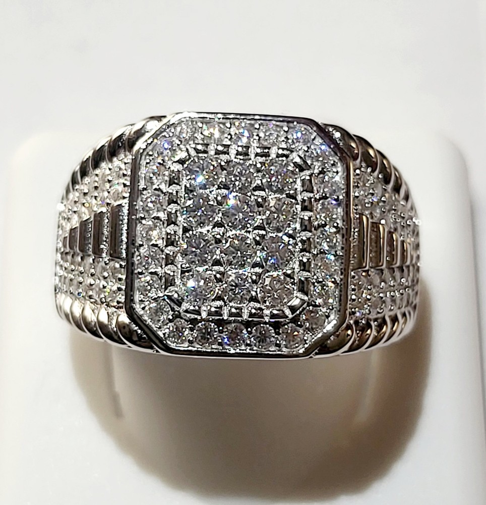 Men's 925 Silver Hip Hop Moissanite Ring 2ct Tested