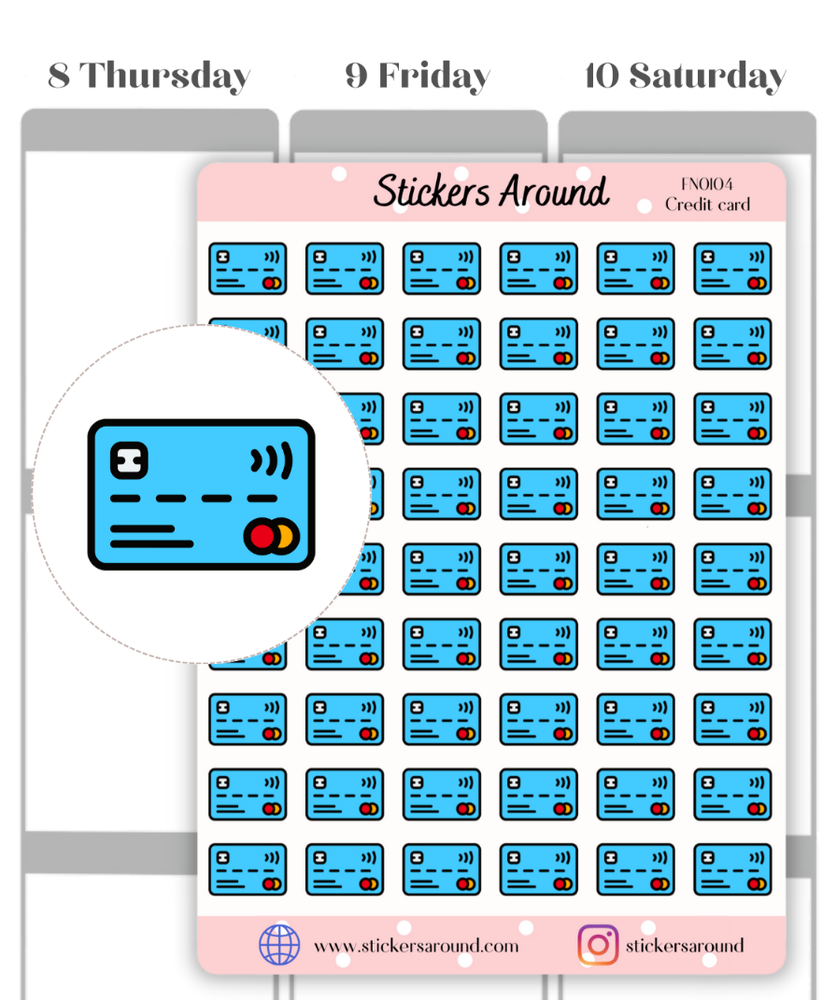 Credit Card Icon Planner Sticker, Credit Card Bill Sticker, Calendar and Journal-image