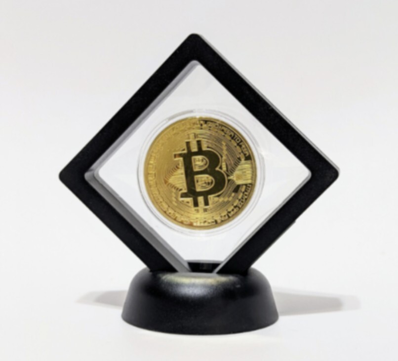 Gold Plated Bitcoin Cryptocurrency Novelty Coin Commemorative Display Box Float-image