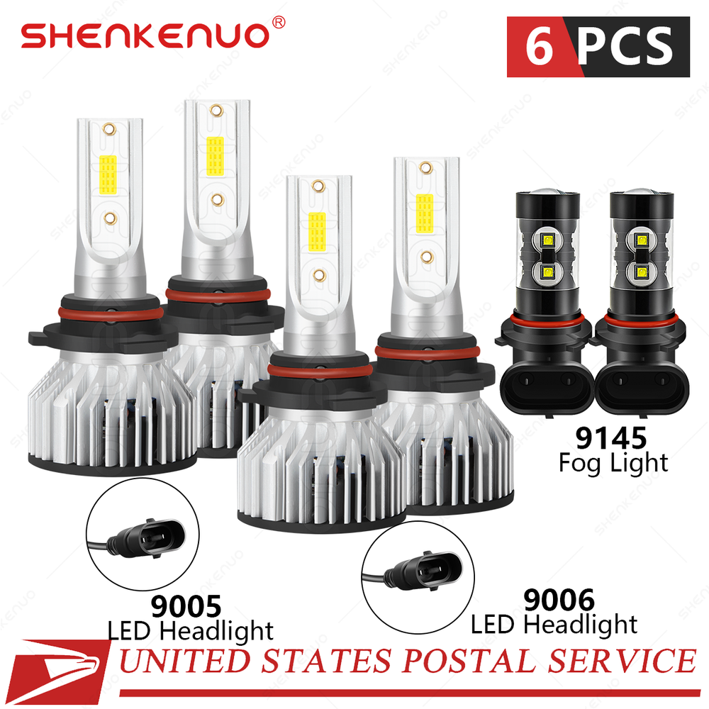 For Jeep Grand Cherokee 1999-2010 6X LED Headlight Bulbs Hi/Low Beam Fog Lights