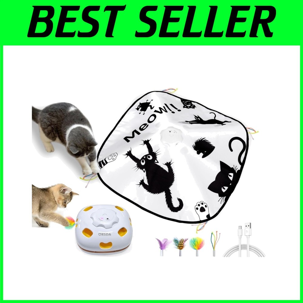 4-in-1 Rechargeable Automatic Cat Toy with DIY Parts for Endless Play