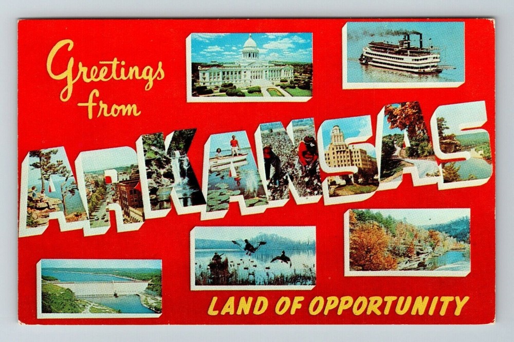 AR-Arkansas, General Greetings, LARGE LETTERs, Landmarks, Vintage Postcard