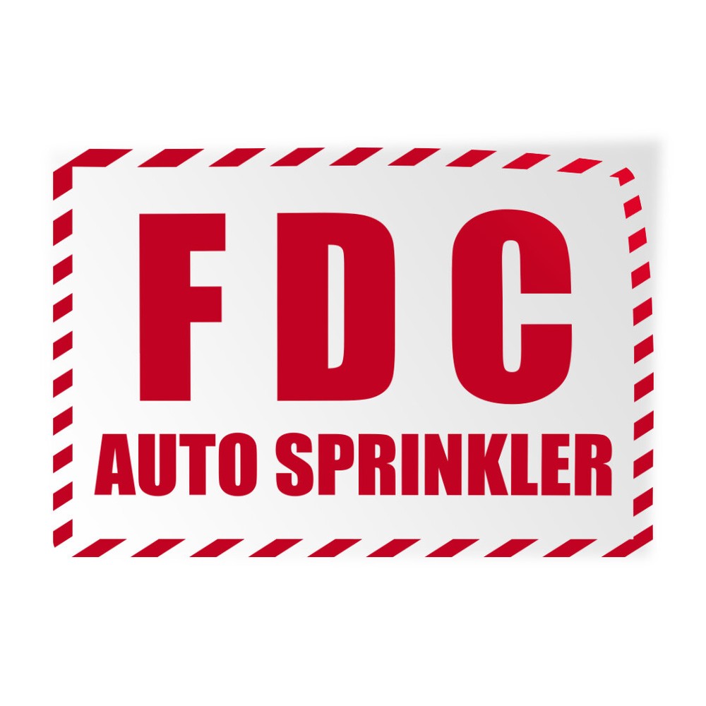 Horizontal Vinyl Stickers Fdc Auto Sprinkler A Hazard Fire Industrial