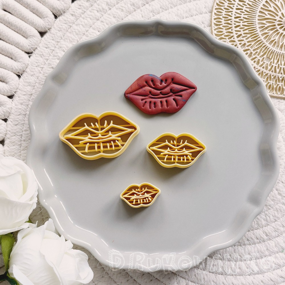Open Mouth Lips Kiss Love Romantic Polymer Clay Cutter For Earring Jewelry