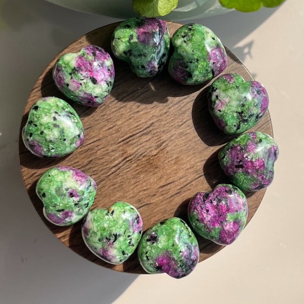 5pc Natural zoisite quartz Mini loving heart crystal carved gem reiki healing^