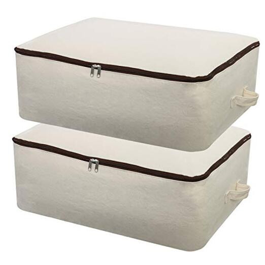 2PCS Canvas Storage Bag, 12OZ Thick Soft Breathable Closet Organizer for