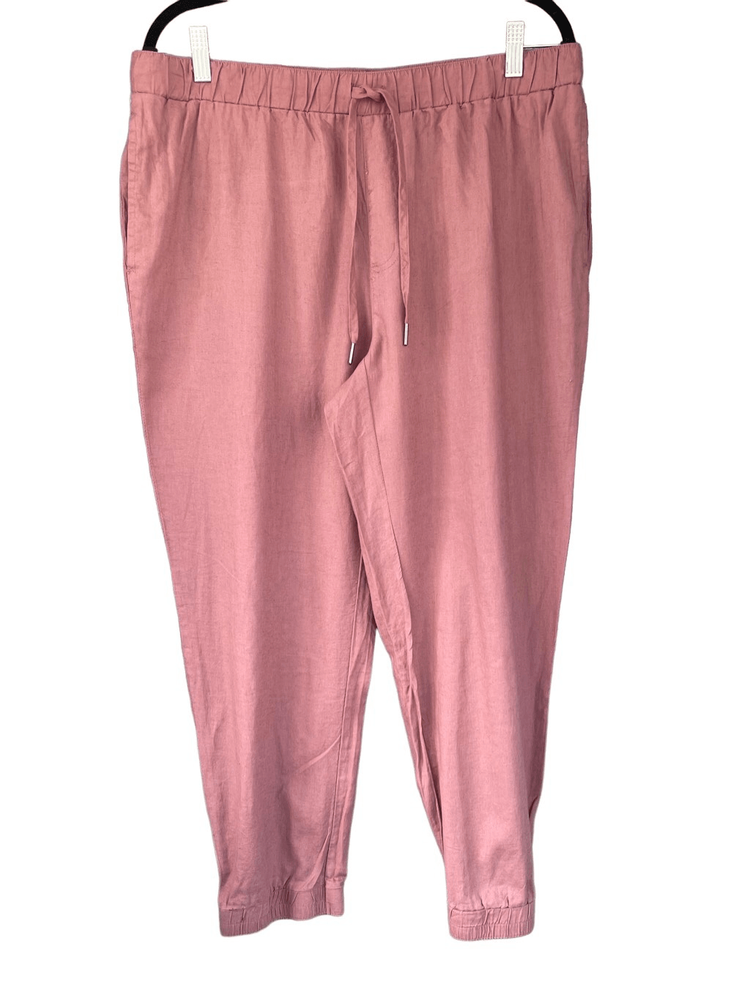 1139 Needle&Cloth Rose Pink Linen Blend Lounge Jogger Pants Size XL