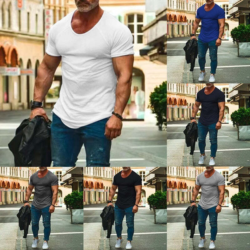 New Muscle Fitness Short Sleeve T-Shirt Men's Casual Sports