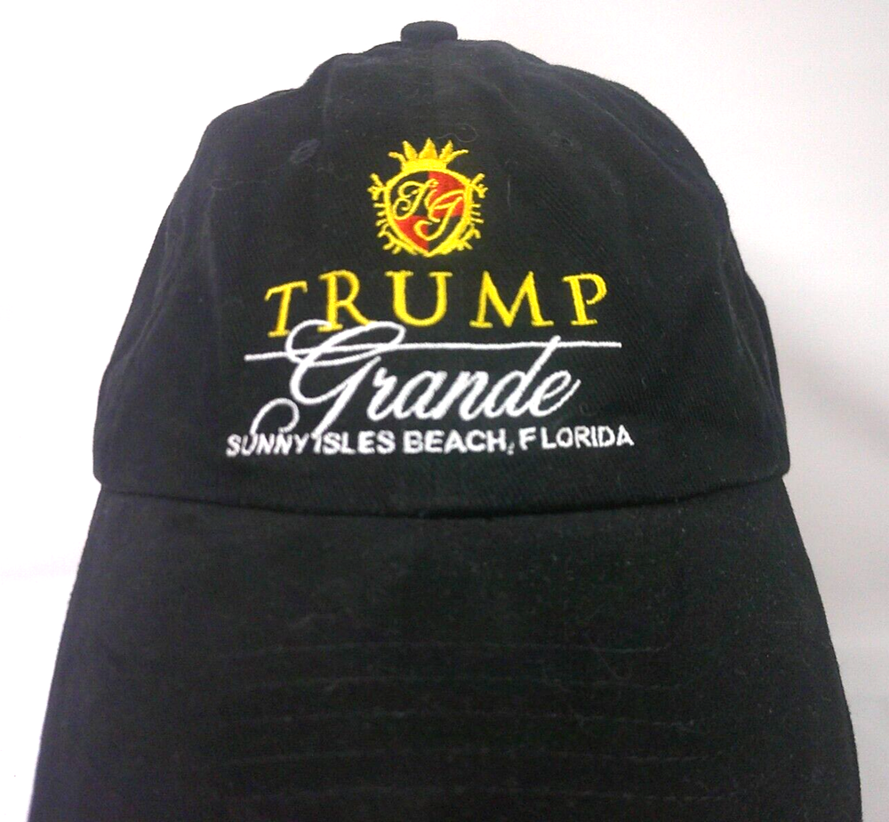 Vintage Trump Grande Resort Hat Cap Sunny Isles Beach Florida Black Adjustable