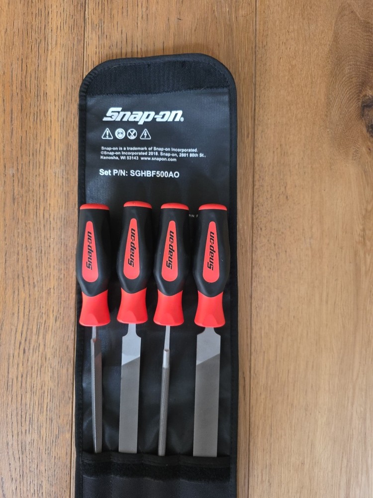 Snap On  Tools 4-pc Orange Instinct® Soft Grip Handle Mixed File Set SGHBF500AO
