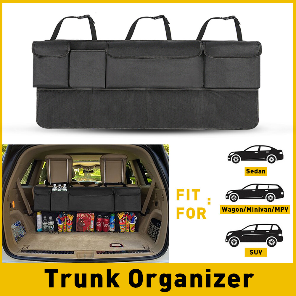 Car Trunk Organizer Back Accessories Seat Storage Bag 8 Pockets 600D Oxford Mesh