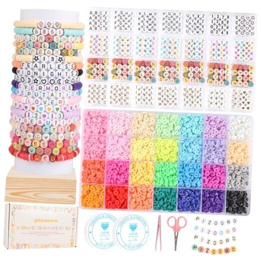 28-Color DIY Friendship Bracelet Kit with 5040 Clay & 1200 Letter Beads