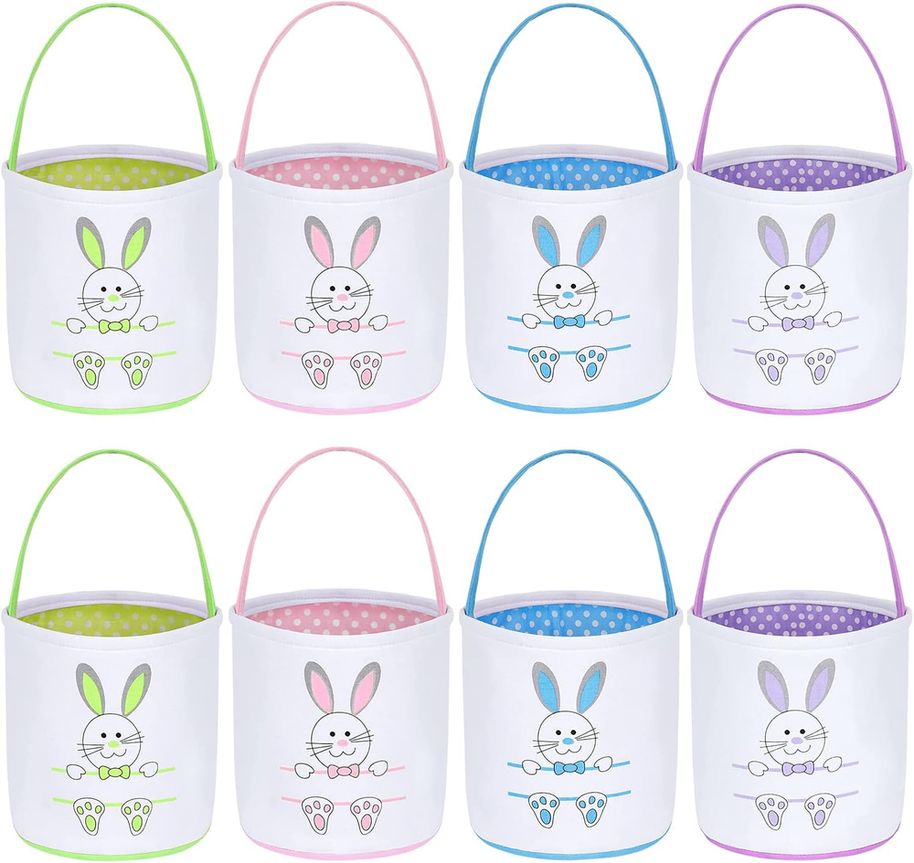 8 Pack Easter Bunny Bag Rabbit Ear Easter Basket Easter Egg Hunt Basket for Kid